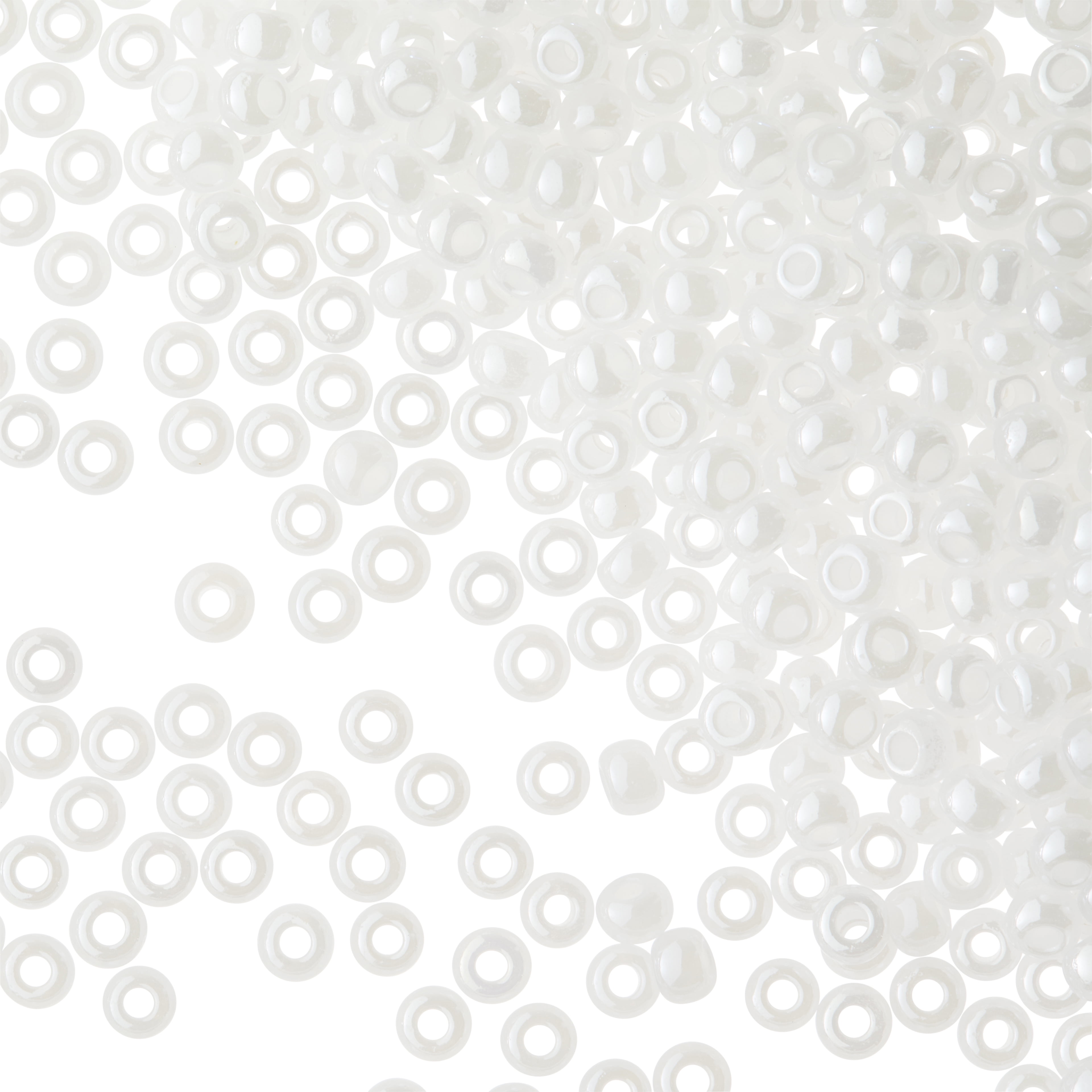 John Bead White Pearl Opaque Czech Glass Seed Beads, 8/0, 12 Pack