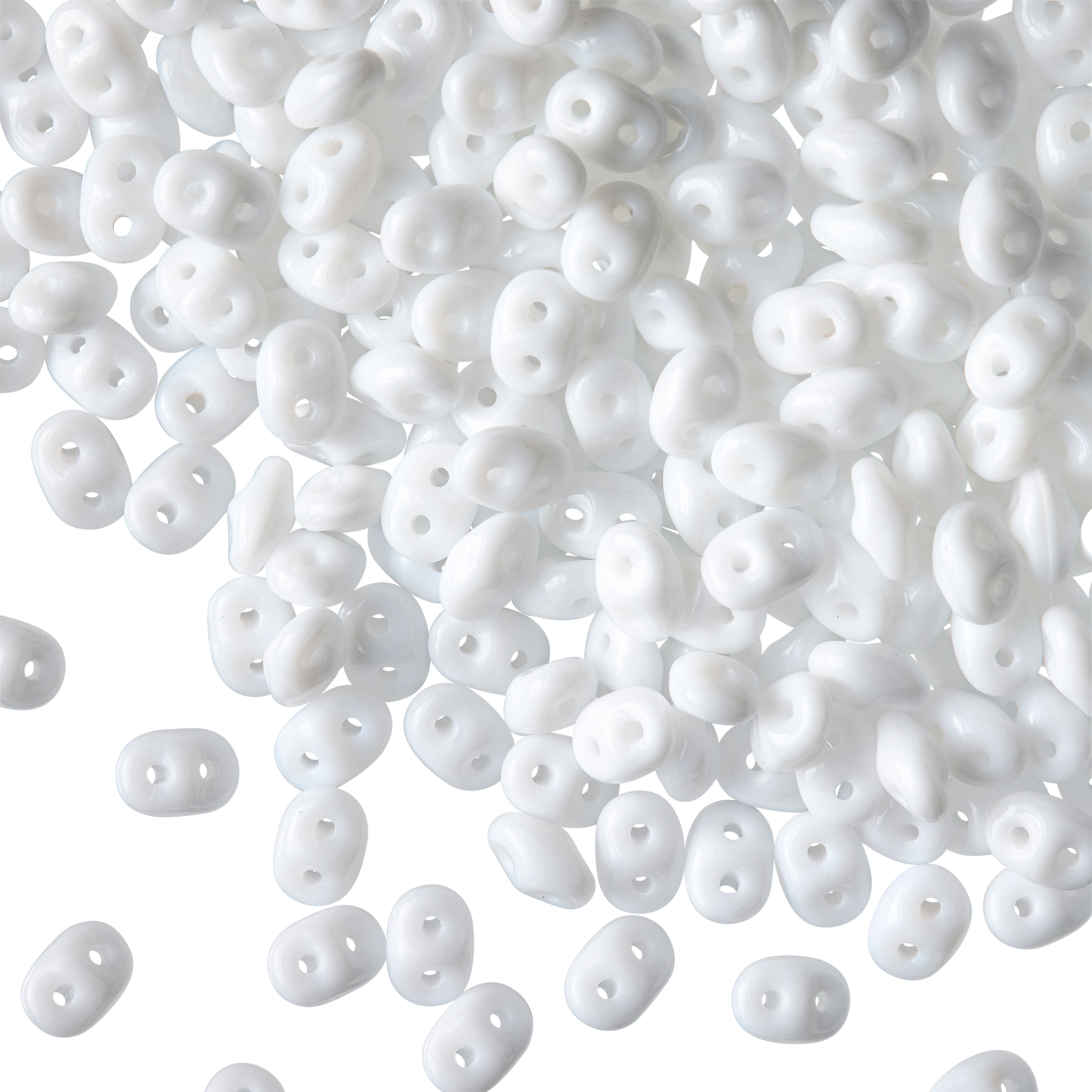 John Bead White Superduo Czech Glass Oval Beads, 18mm, 12 Pack