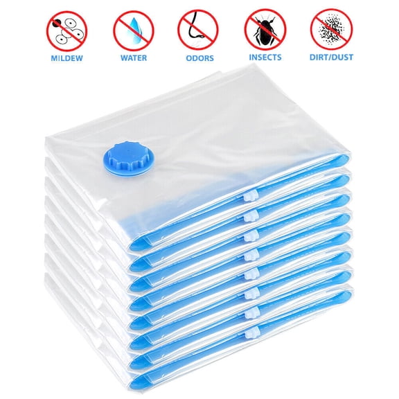 12 Pack Jumbo Vacuum Storage Bags Travel Space Saver Garment Seal Clothes Hand Pump