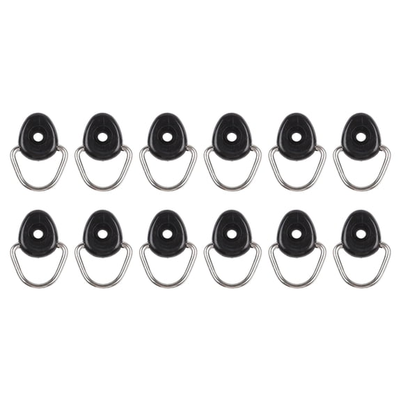 12 Pack for KAYAK D Ring Tie Down Loop, Stainless Steel Boat Deck Fitting for Securing Deck Lines and Paddle Leash, Lightweight Accessories for Canoe, Raft, Dinghy, Black(oval)
