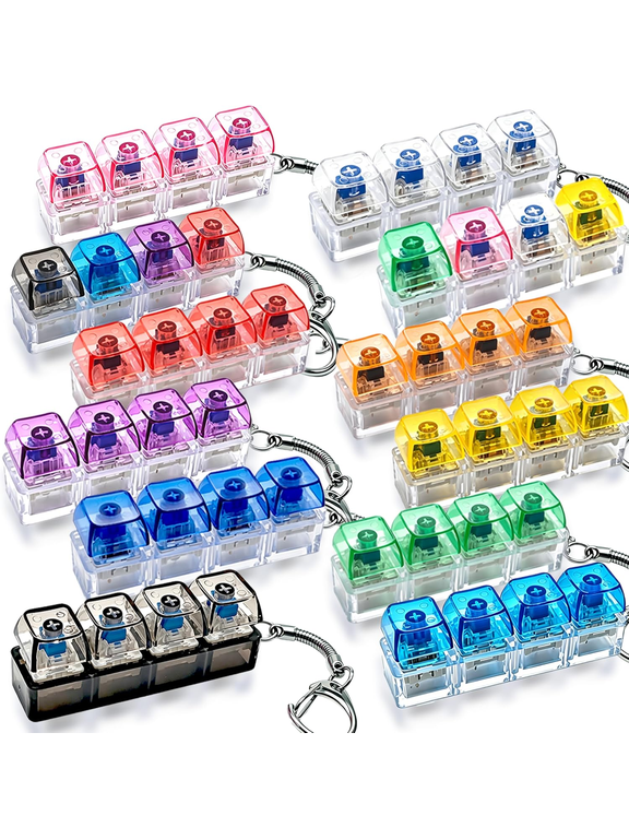 12 Pack Keyboard Fidget Toy,Clicky Keyboard Clicker Keychain Anxiety & Stress Reliever Autism Toy, Office Desk Stress Relief Party Favors Birthday Gifts Classroom Prizes.