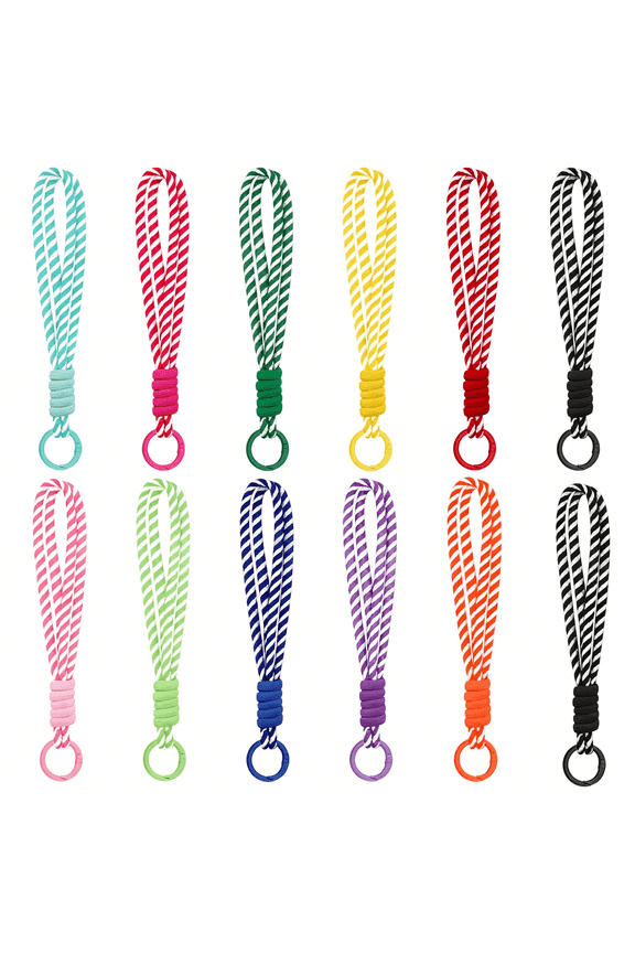 12 Pack Keychain Lanyards, Double-Layer Braided Wrist Lanyard with Spring Buckle, Anti-Loss Short Key Strap for Keys, Backpack, Purse, Handbag