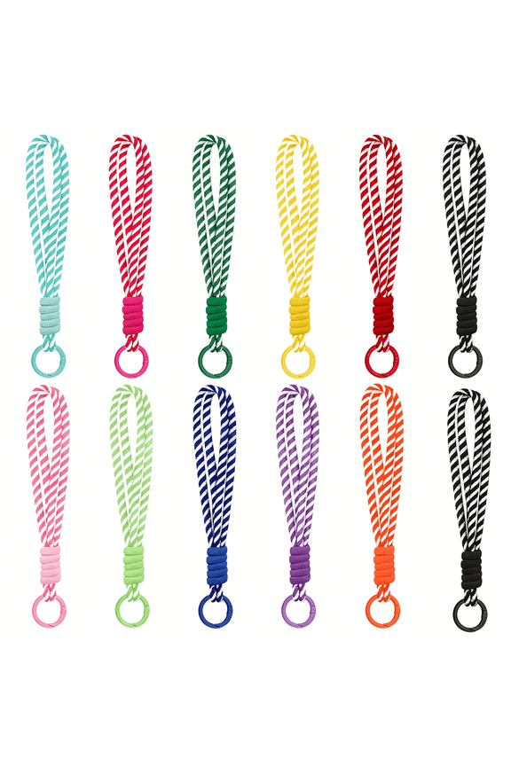 12 Pack Keychain Lanyards, Double-Layer Braided Wrist Lanyard with Spring Buckle, Anti-Loss Short Key Strap for Keys, Backpack, Purse, Handbag