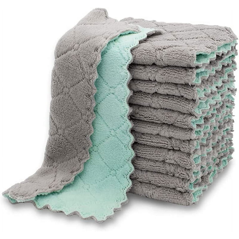 Absorbent Coral Velvet Kitchen Towels - Reusable, Nonstick, Fast
