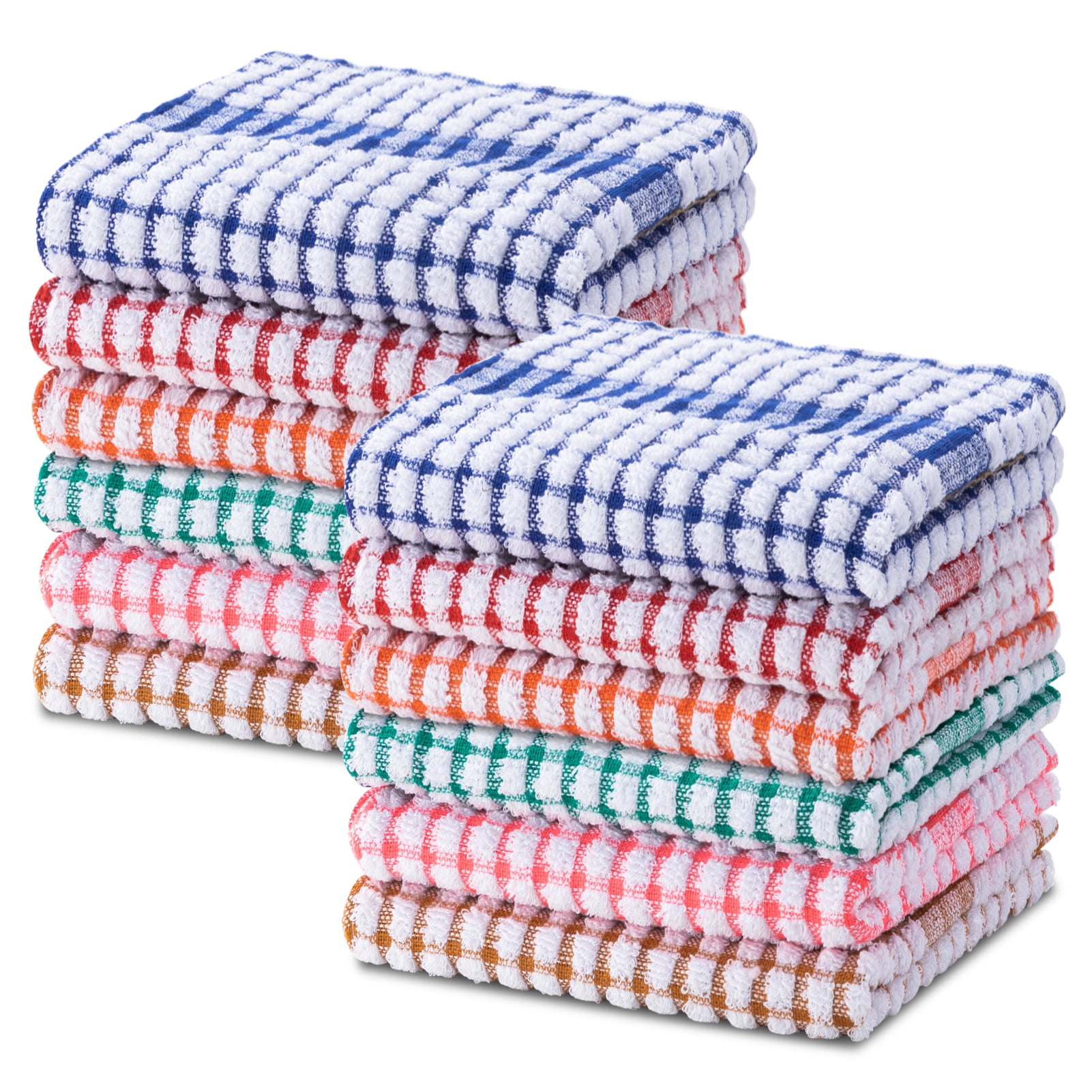 Kitchen Dish Towels, 16 Inch x 25 Inch Bulk Cotton Dishcloths Set, 12 Pack