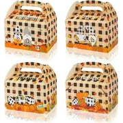 12 Pack Kraft Paper Thanksgiving Halloween Cookie Boxes, Plaid Gnomes Pumpkin Treat Boxes, Party Favors Supplies,Candy Boxes Party Favors with Carry Handles,Cookies Goodie Bags