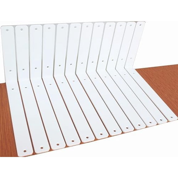 12 Pack - L 12" x H 8" x W1.5, 5mm Thick White L Shelf Bracket, Iron Shelf Brackets, Metal Shelf Brackets, Floating Shelf, Shelf Supports with Screws