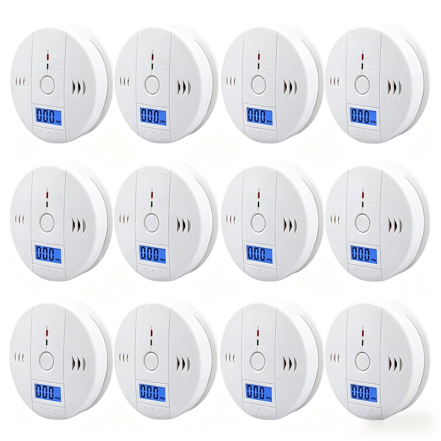 12 Pack LCD Display CO Carbon Monoxide Gas Detector Device Home Safety Alarm Detector