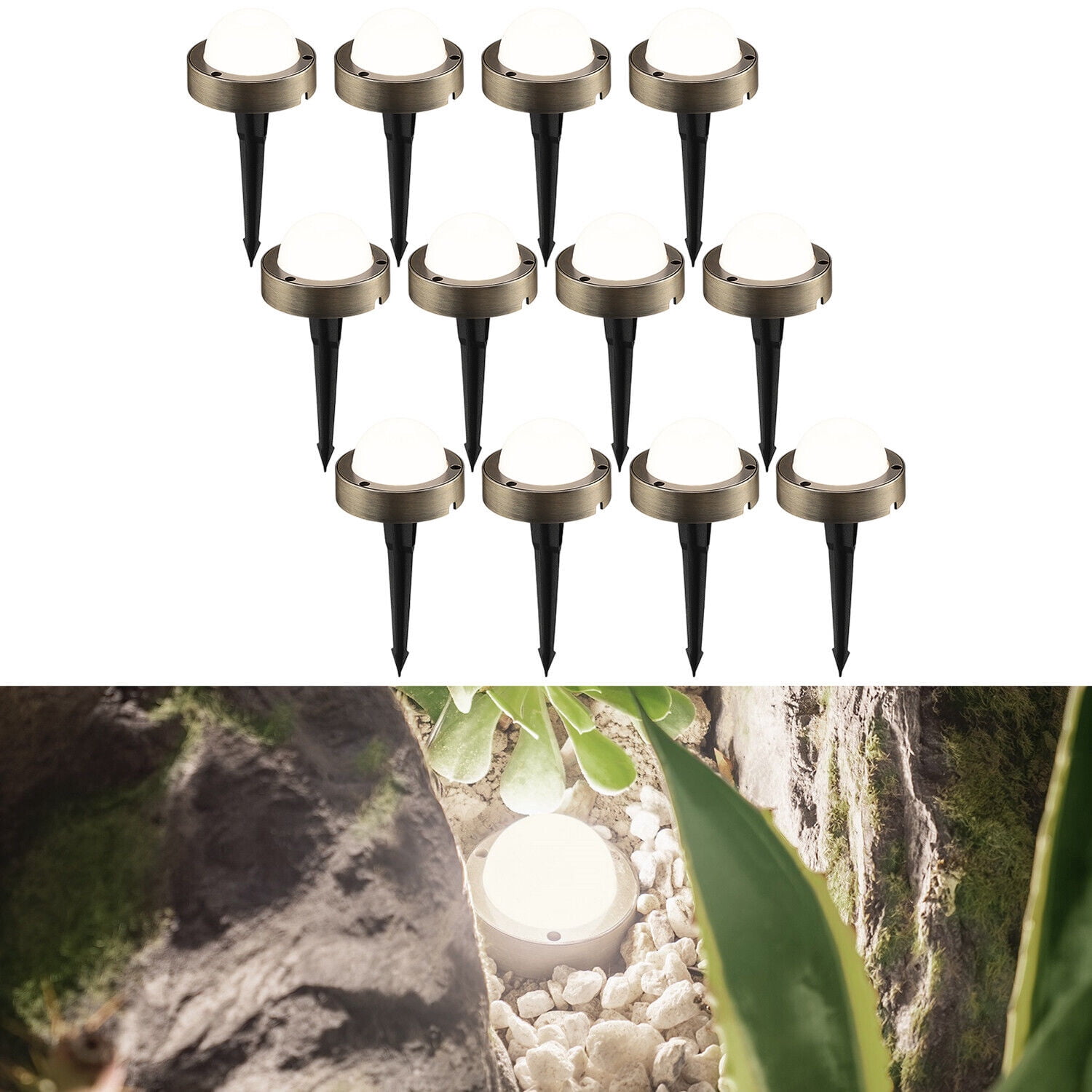 12 Pack LED 12-24V Low Voltage Landscape Lights, 4.5W 360lm Ground Lights, 4000K Cool White