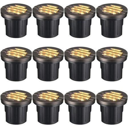 12 Pack LED Aluminum Landscape Well Light In Ground Outdoor, 3000K Warm White, IP67 Waterproof