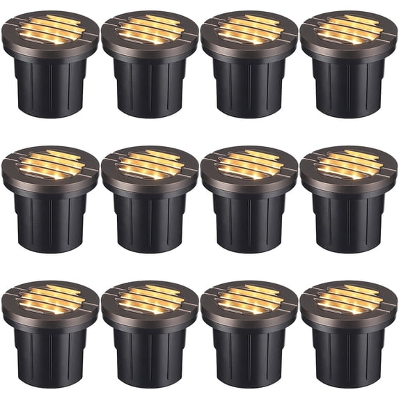 12 Pack LED Aluminum Landscape Well Light In Ground Outdoor, 3000K Warm White, IP67 Waterproof