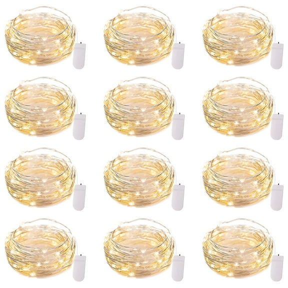 12 Pack LED Fairy Lights String Lights - 7ft 20 LED Waterproof Silver Wire Firefly Starry Moon Lights for DIY Crafts Wedding Table Centerpieces Party Bedroom Christmas