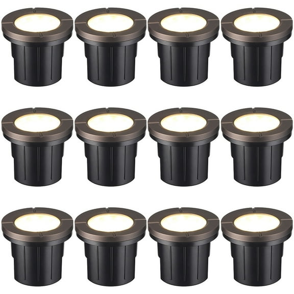 12 Pack LED In-Ground Lawn Well Lights, 1800K/2700K/3000K/4000K/5000K Selectable, IP67 Waterproof