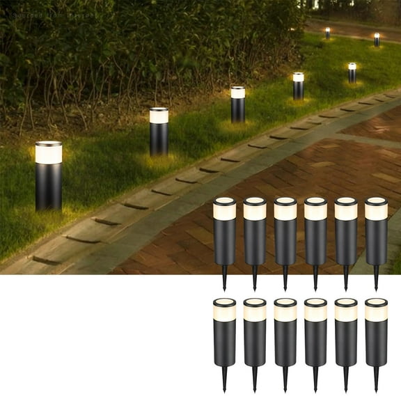 12 Pack LED Bollard Pathway Lights, Low Voltage Landscape Lighting, Garden Lights for Yard, Patio, Lawn, 3000K Warm White