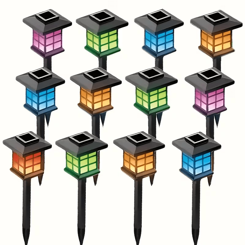 12 Pack LED Solar Outdoor Lights - Automatic Sidewalk Lights for Garden, Landscape, Path, Patio, Deck, Driveway（multi-colored）