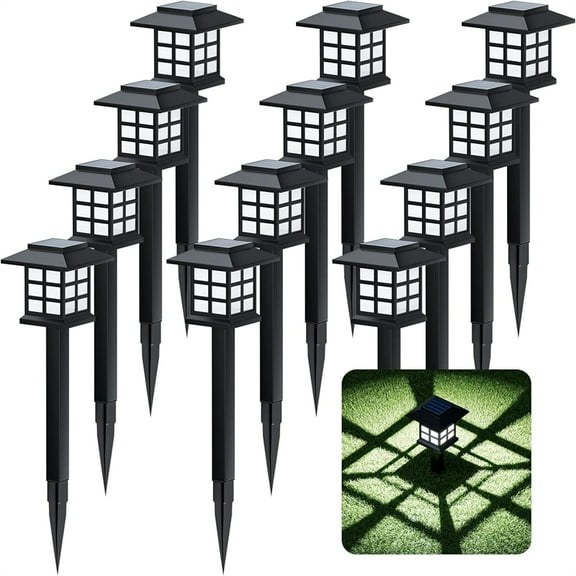 12 Pack LED Solar Outdoor Lights - Automatic Sidewalk Lights for Garden, Landscape, Path, Patio, Deck, Drivewaywhite light