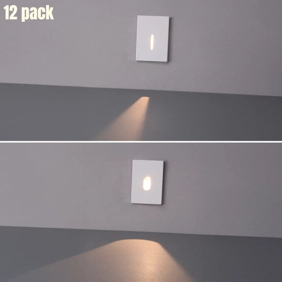 12 Pack LED Vertical 5CCT Step Lights, Replaceable Magnetic Faceplat Indoor Stair Light, Dimmable, White