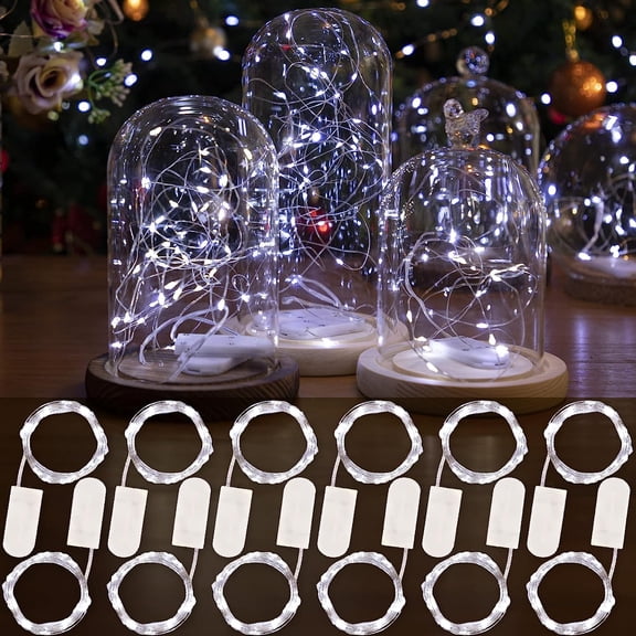 12 Pack LED White Fairy Lights Battery Operated, 7ft 20LED Mini Fairy String Lights Mason Jar Lights, Waterproof Firefly Starry Lights for DIY Wedding Party Bedroom Patio Christmas Décor