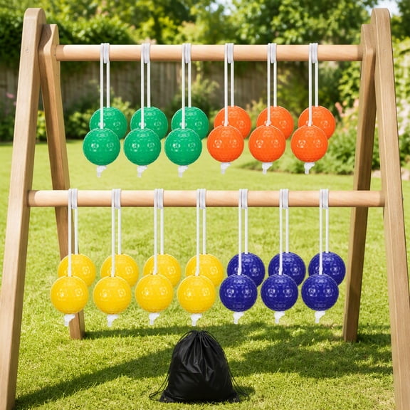 12 Pack Ladder Replacement Bolas, 4 Color Toss Balls with Storage Bag for Outdoor Lawn Game