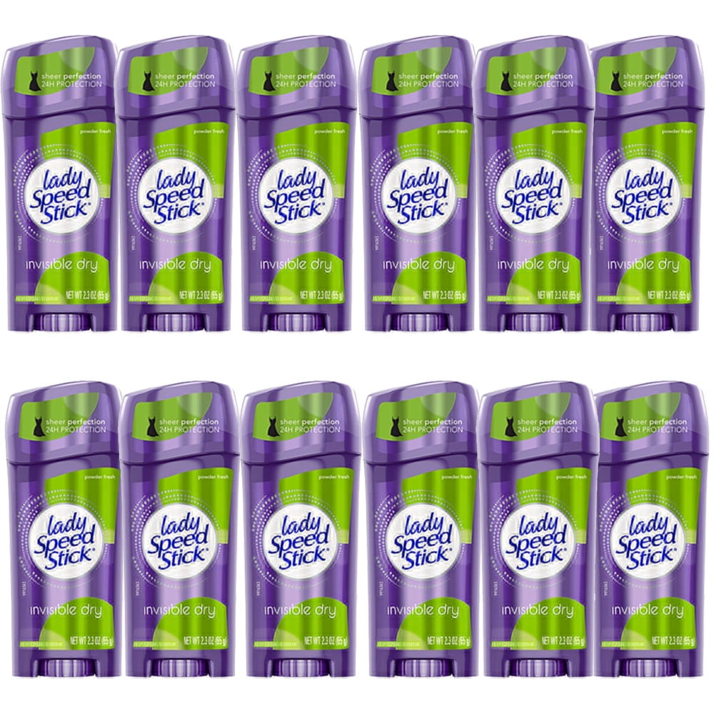 (12 Pack) Lady Speed Stick Invisible Dry Deodorant Powder Fresh for Women - 2.3 oz Deodorant Stick