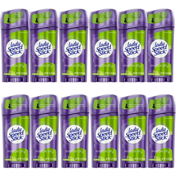 (12 Pack) Lady Speed Stick Invisible Dry Deodorant Powder Fresh for Women - 2.3 oz Deodorant Stick