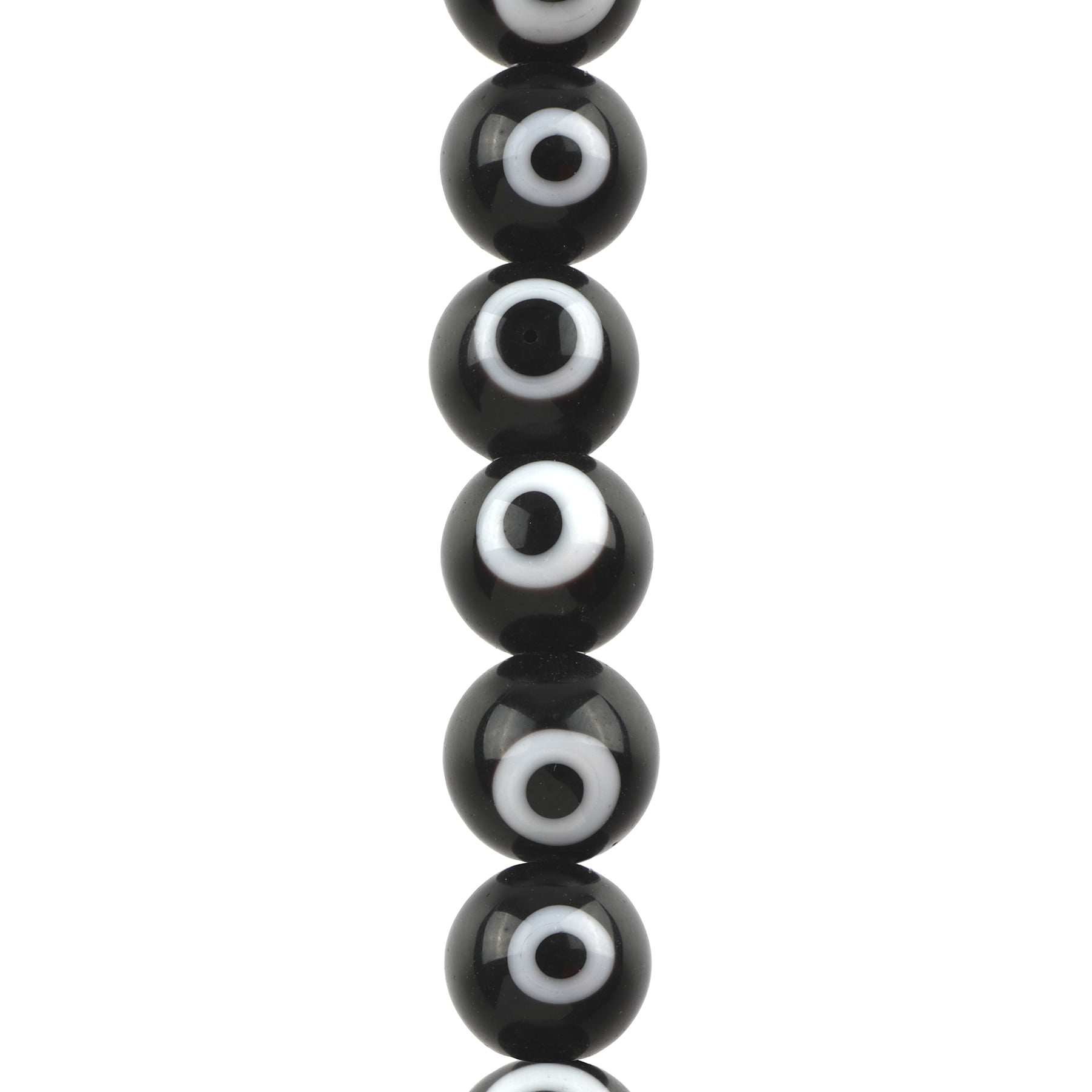 Bead Landing Lampwork Glass Round Evil Eye Beads, 8mm, 12 Pack