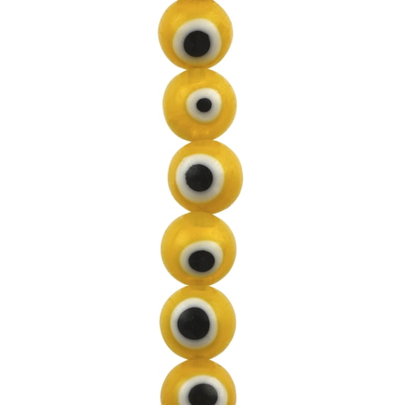 Bead Landing Lampwork Glass Round Evil Eye Beads, 8mm, 12 Pack