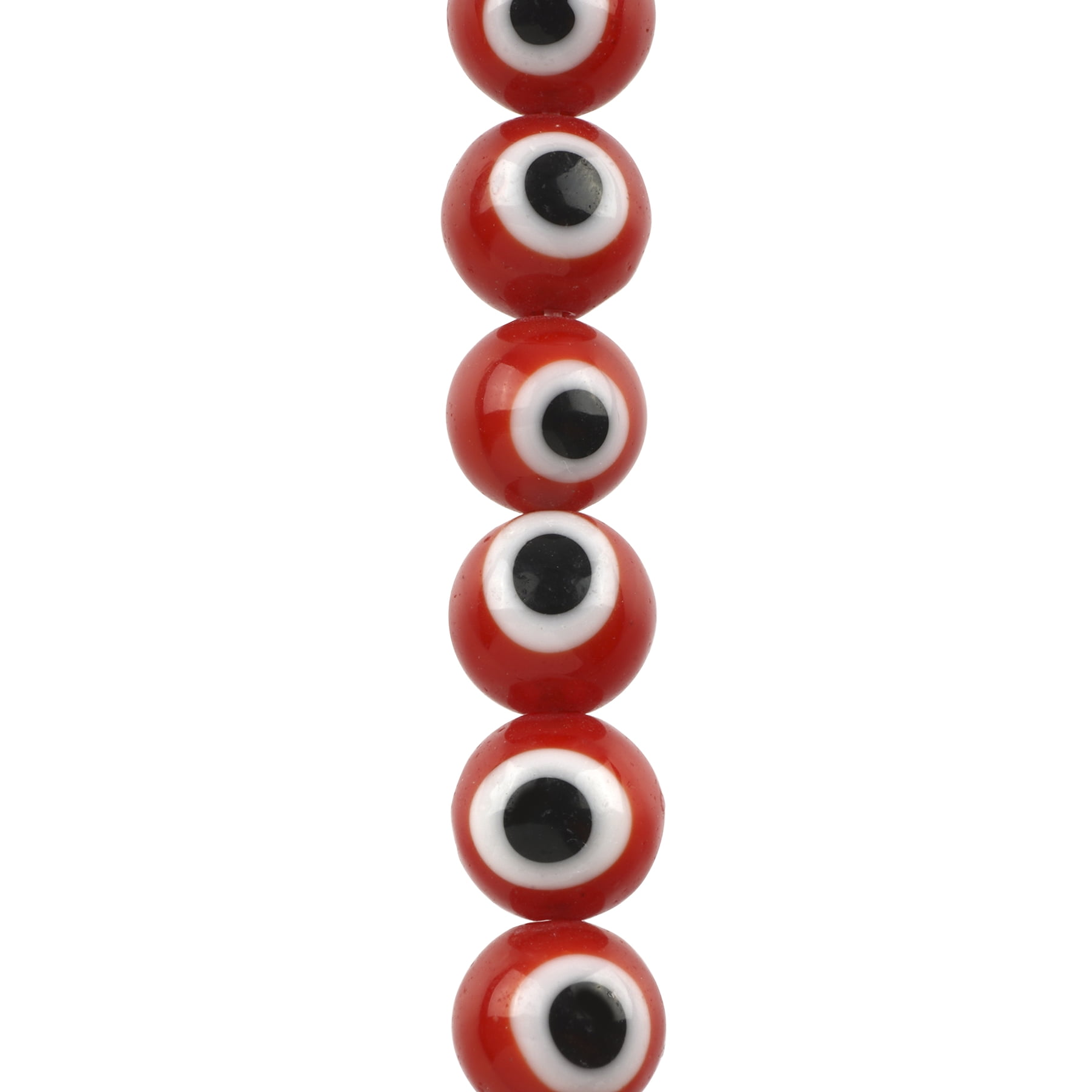 Bead Landing Lampwork Glass Round Evil Eye Beads, 8mm, 12 Pack