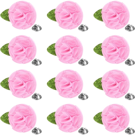 12-Pack Lapel Pin for Men, Handmade Flower Brooch Button Pins Men Suits, Formal Boutonnieres