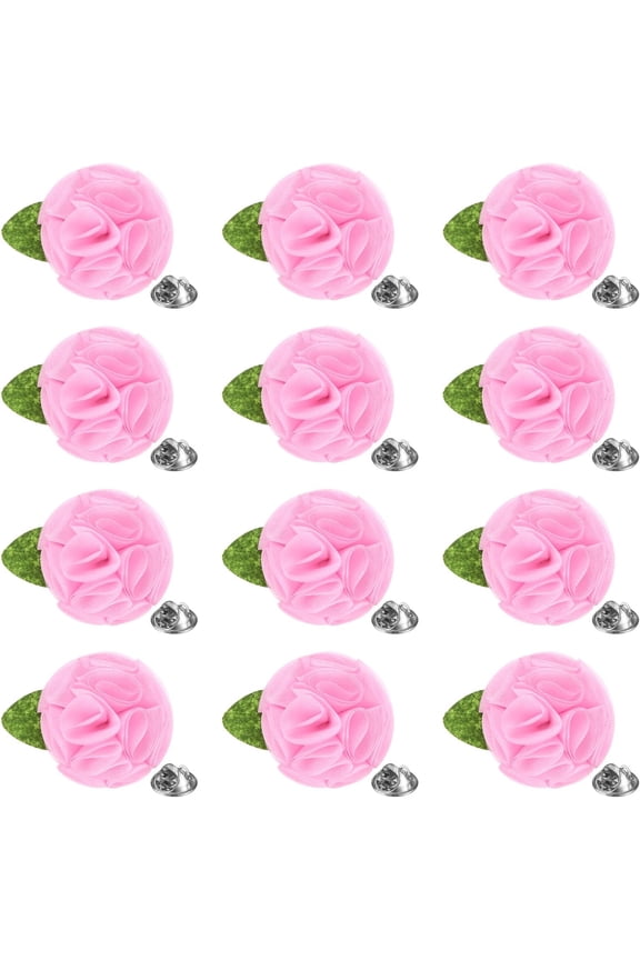 12-Pack Lapel Pin for Men, Handmade Flower Brooch Button Pins Men Suits, Formal Boutonnieres