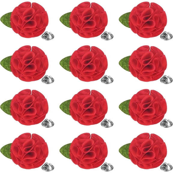12-Pack Lapel Pin for Men, Handmade Flower Brooch Button Pins Men Suits, Formal Boutonnieres