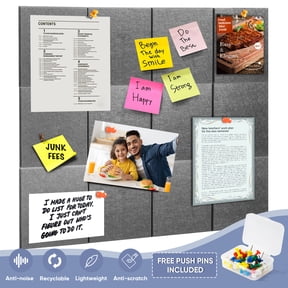 VUSIGN Large Cork Board for Wall 48" x 36", Grey Bulletin Board, 12 Pack Felt Wall Tiles with Pushpins, Notice Board for Home Office Kitchen