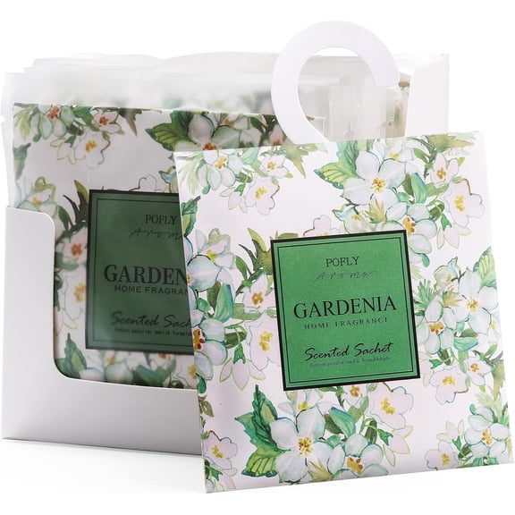 12 Pack Large Gardenia Scented Sachets Hanging Closet & Drawer Deodorizer & Air Freshener, Long-Lasting Aroma