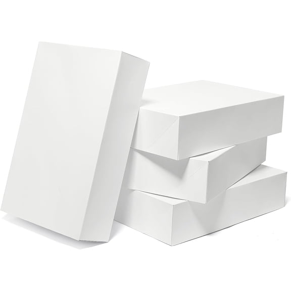 12 Pack Large Gift Boxes with Lids 17x11x4 Inches Extra Deep Shirt Clothes Robe Sweater Box for Christmas Presents, Holidays, Birthday Gift Wrapping White