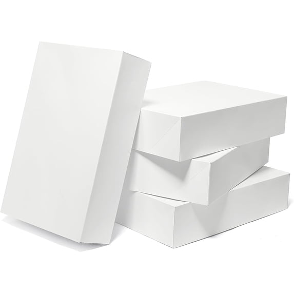 12 Pack Large Gift Boxes with Lids 17x11x4 Inches Extra Deep Shirt Clothes Robe Sweater Box for Christmas Presents, Holidays, Birthday Wrapping White