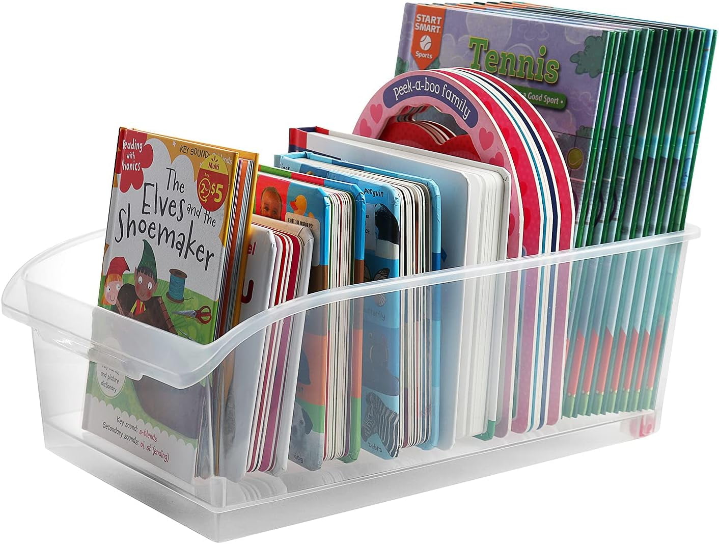 12 Pack Large Plastic Book Bins For Classroom With Pull Out Wheels