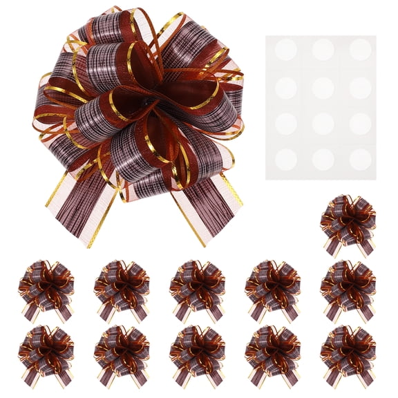 Uxcell 12 pack Bow for Gift Wrapping, 8.7" x 6.7" Wood Grain Ribbon Bows Brown
