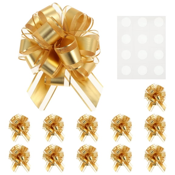Uxcell 12 pack Large Bows for Gift Wrapping, Reusable Ribbon Bow Gold Tone