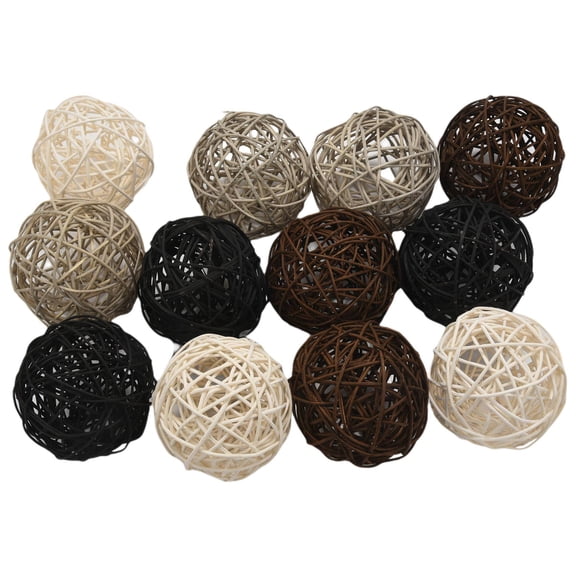 12-Pack Large Rattan Balls - Decorative Balls for Bowls, Vase Filler, Coffee Table Decor, Wedding Decoration
