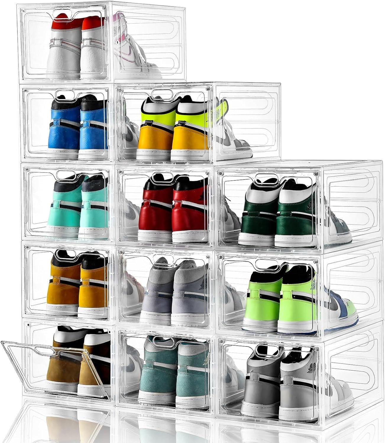 Container Style Boots SYNYLIIFE 12 Pack Large Shoe Boxes, Thicken & Clear Shoe Storage ...