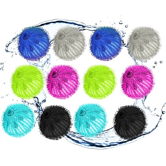 12-Pack Laundry Hair Lint Catcher Balls, 3.5cm ABS Fluff Remover for Washing Machine, Multi-Color Reusable Cleaning Accessories for Clothes