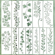 12-Pack Leaf & Vine Stencils Set - Reusable Floral Spring Stencils for DIY Painting on Wood, Walls, Canvas, Furniture - Home D cor Craft Templates Vine Design