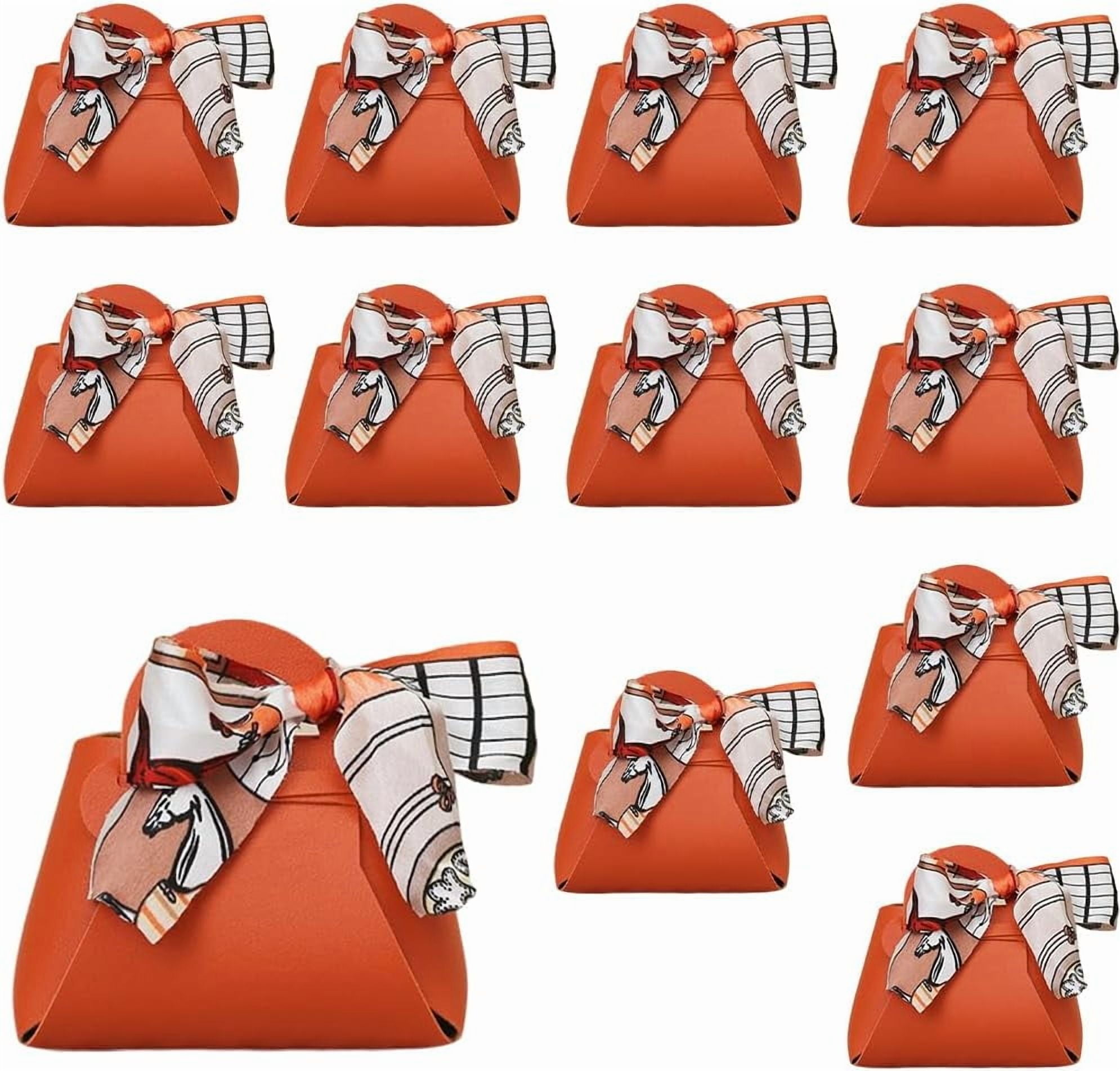 12 Pack Leather Purse Ribbon Candy Bags Red PU Wedding Gift Treat Bags with Handle Ribbon Reusable Party Favor Boxes for Weddings Birthdays Christmas Party Decoration Tomato