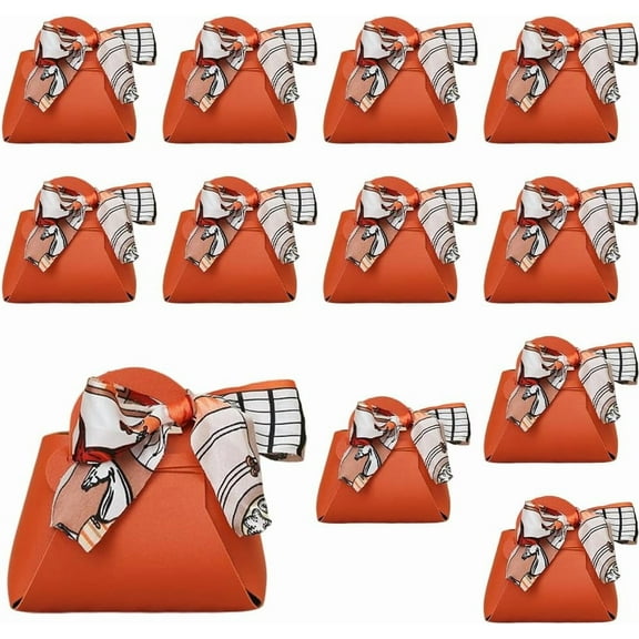 12 Pack Leather Purse Ribbon Candy Bags Red PU Wedding Gift Treat Bags with Handle Ribbon Reusable Party Favor Boxes for Weddings Birthdays Christmas Party Decoration Tomato
