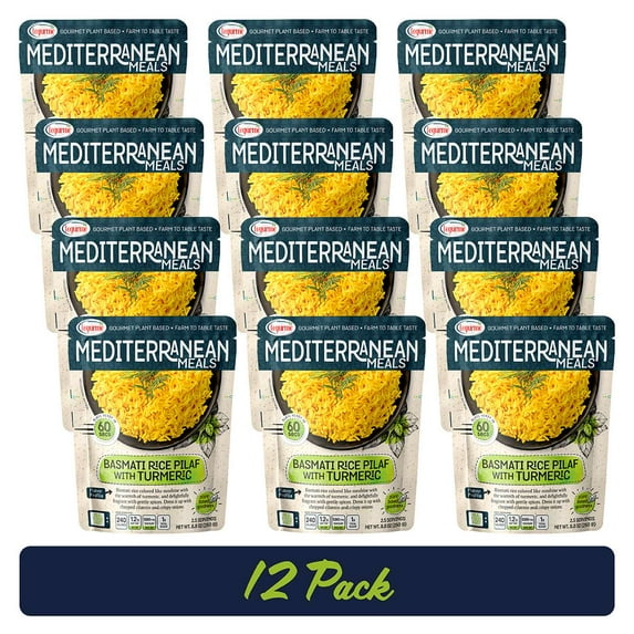 (12 Pack) Legurme Ready to Eat Basmati Rice Pilaf with Turmeric, Gluten Free, Plant Based, Vegan, NO Preservatives, NO Colorants, NO Artificial Flavors, 8.8 oz