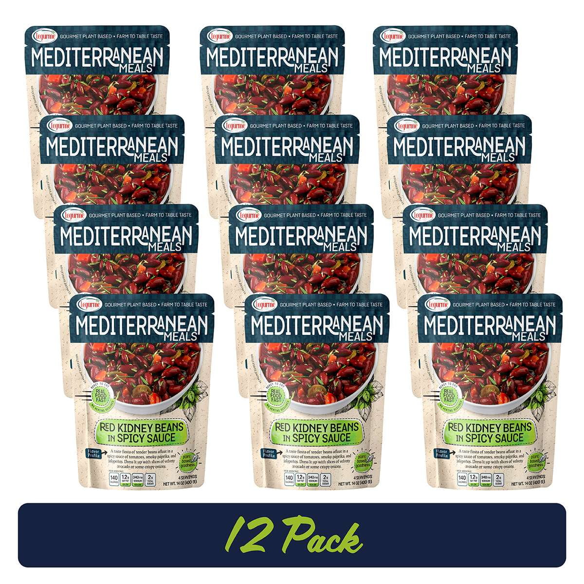(12 Pack) Legurme Ready to Eat Red Kidney Beans in Spicy Sauce, Gluten Free, Plant Based, Vegan, NO Preservatives, NO Colorants, NO Artificial Flavors, 14 oz