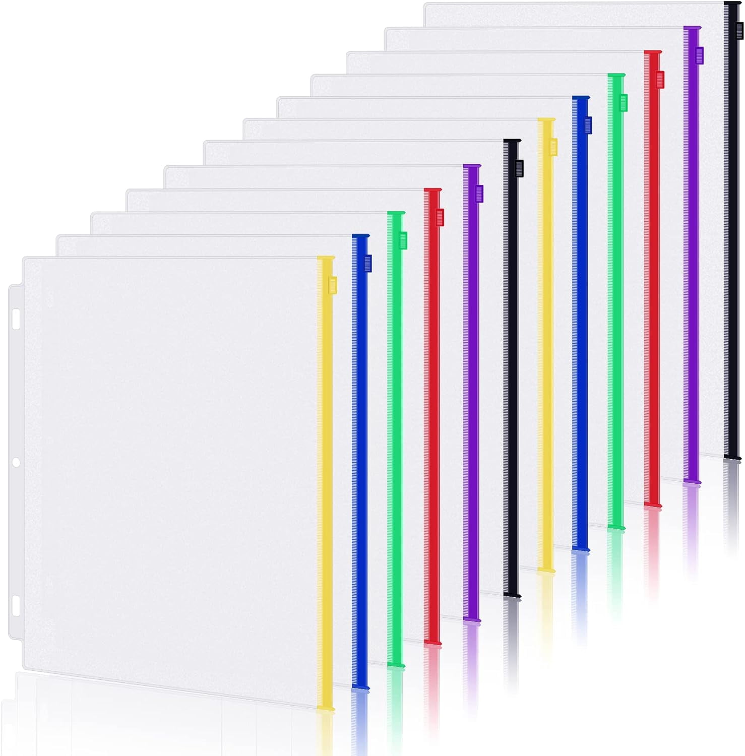 12 Pack Letter Size Binder Pockets 3 Ring Binder Multicolor Zipper ...