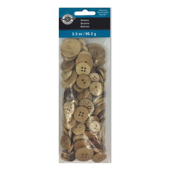 12 Pack: Light Brown Wooden Buttons Set by Loops & Threads