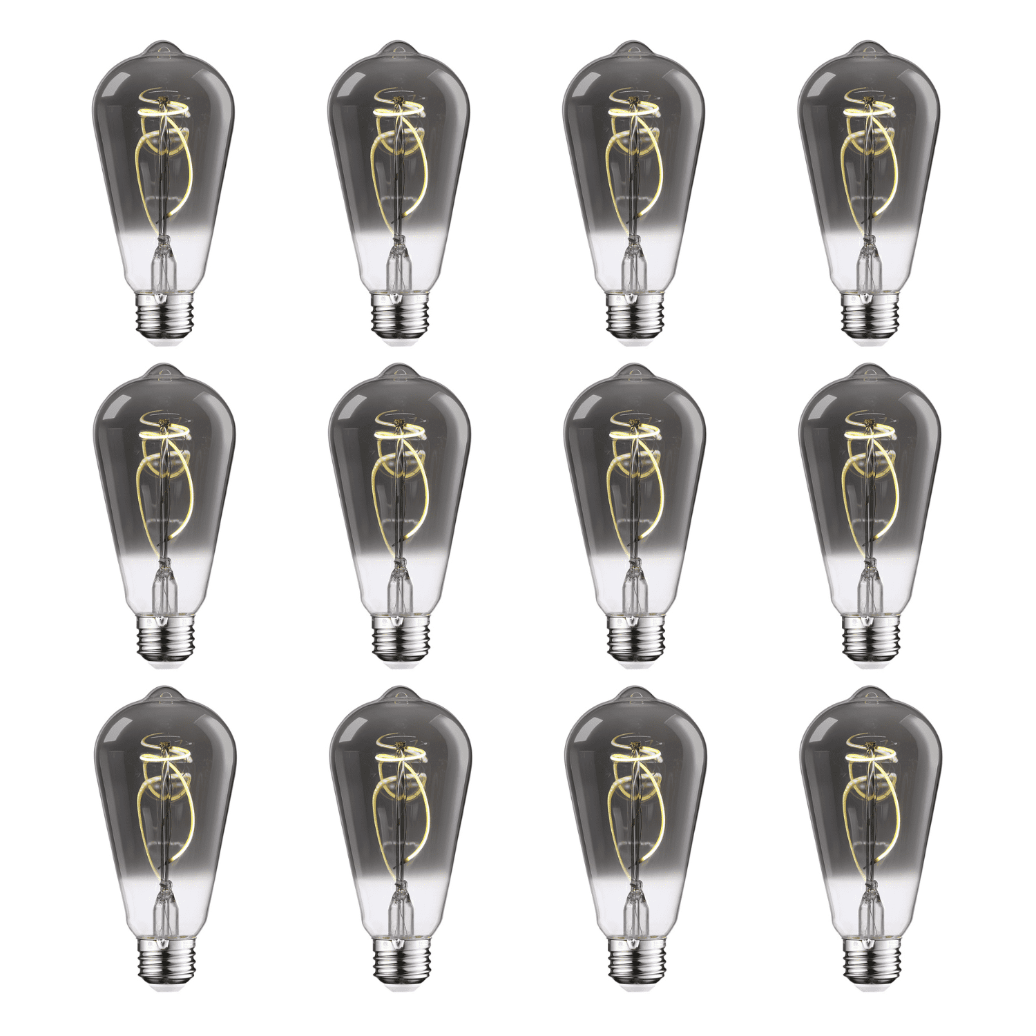 12 Pack Light Bulb Dimmable, LED Vintage Edison Bulbs, E26 Base, Antique Flexible Filament Bulb, Decorative Light Bulbs for Ceiling Light, 4000K Cool White, Smoke Gray