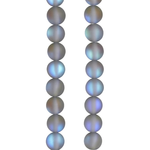Bead Landing Light Gray Matte Glass Round Beads, 6mm, 12 Pack
